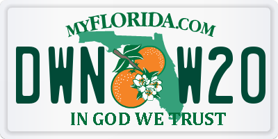 FL license plate DWNW20