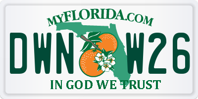 FL license plate DWNW26