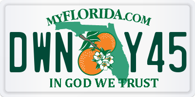 FL license plate DWNY45