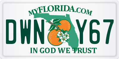 FL license plate DWNY67