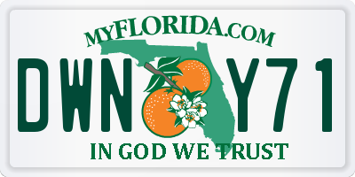 FL license plate DWNY71