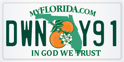 FL license plate DWNY91