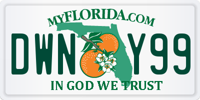 FL license plate DWNY99