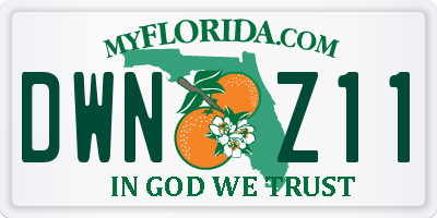 FL license plate DWNZ11