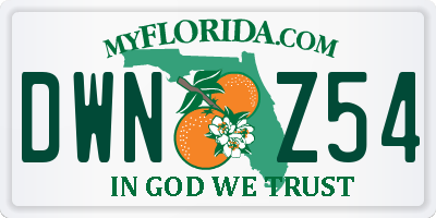 FL license plate DWNZ54