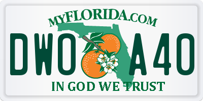 FL license plate DWOA40