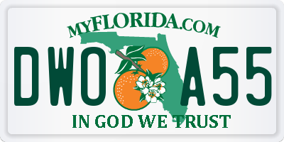 FL license plate DWOA55