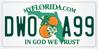 FL license plate DWOA99