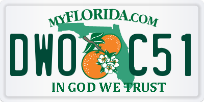 FL license plate DWOC51