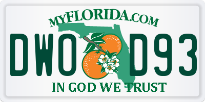 FL license plate DWOD93