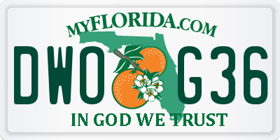 FL license plate DWOG36