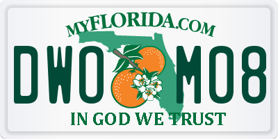 FL license plate DWOM08