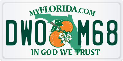 FL license plate DWOM68