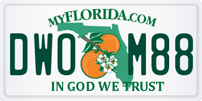 FL license plate DWOM88