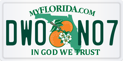 FL license plate DWON07
