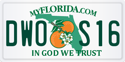FL license plate DWOS16
