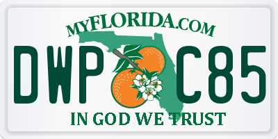 FL license plate DWPC85