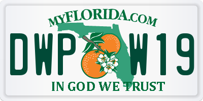FL license plate DWPW19