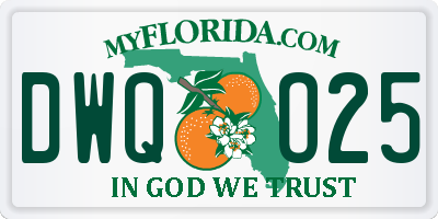 FL license plate DWQO25