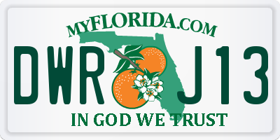 FL license plate DWRJ13