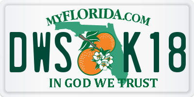 FL license plate DWSK18