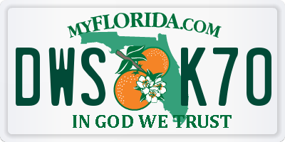 FL license plate DWSK70