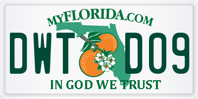 FL license plate DWTD09