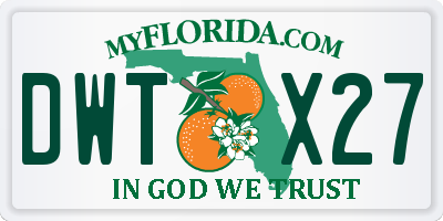 FL license plate DWTX27