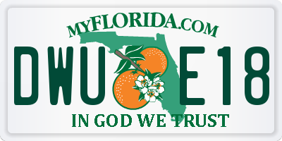 FL license plate DWUE18