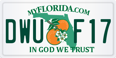 FL license plate DWUF17
