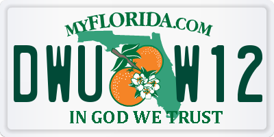 FL license plate DWUW12