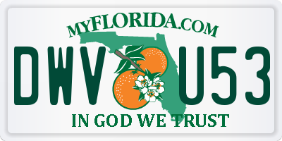 FL license plate DWVU53