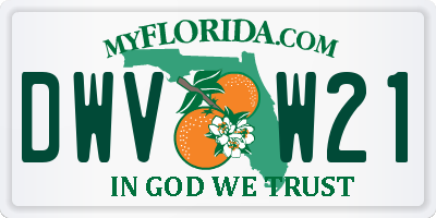 FL license plate DWVW21