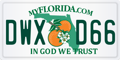 FL license plate DWXD66