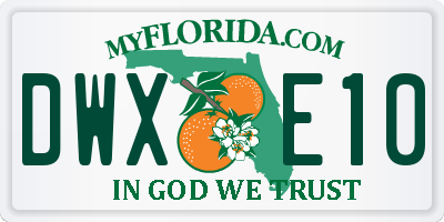 FL license plate DWXE10