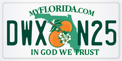 FL license plate DWXN25