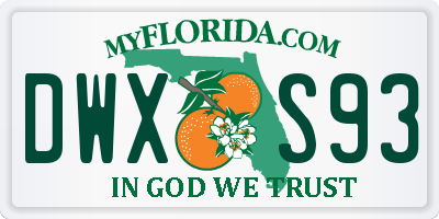 FL license plate DWXS93
