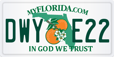 FL license plate DWYE22