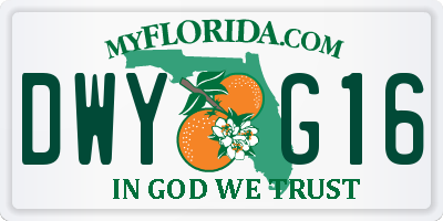 FL license plate DWYG16