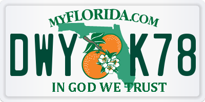 FL license plate DWYK78
