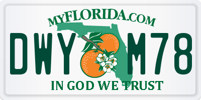 FL license plate DWYM78
