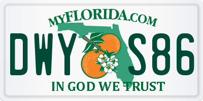 FL license plate DWYS86