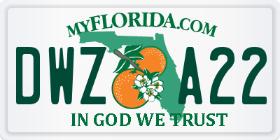 FL license plate DWZA22