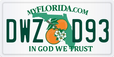 FL license plate DWZD93