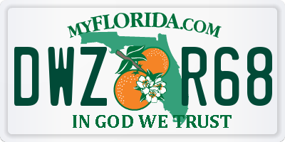 FL license plate DWZR68