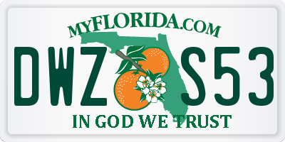 FL license plate DWZS53