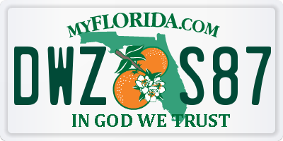 FL license plate DWZS87