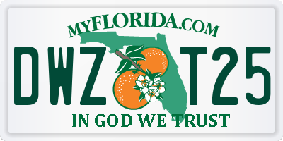 FL license plate DWZT25