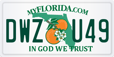 FL license plate DWZU49