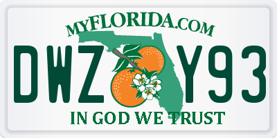FL license plate DWZY93
